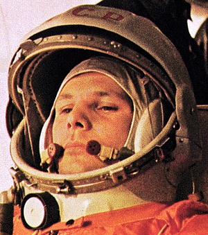 Gagarin on bus to launch pad