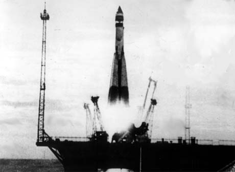 Novosti photo of Sputnik One launch on Old Number Seven in 1957