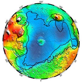 Mars Global Surveyor map of Ancient Oceans on Mars