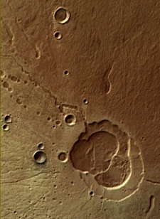 Mars Express photo of of Hecates Tholus volcano