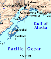 Kodiak Island on Alaska map