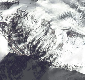 IKONOS portrait of Mount Everest provided by Space Imaging