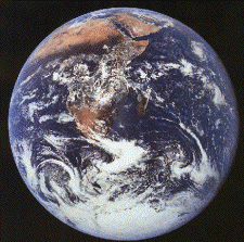 Earth photographed by American astronauts aboard the Apollo 17 moonflight capsule
