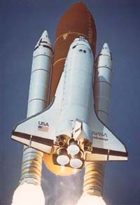 Space Shuttle Endeavour on its way up to space