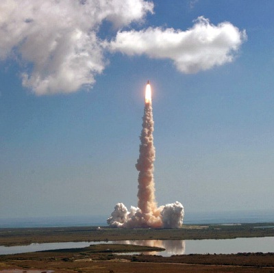 Space shuttle Discovery launches from pad 39B