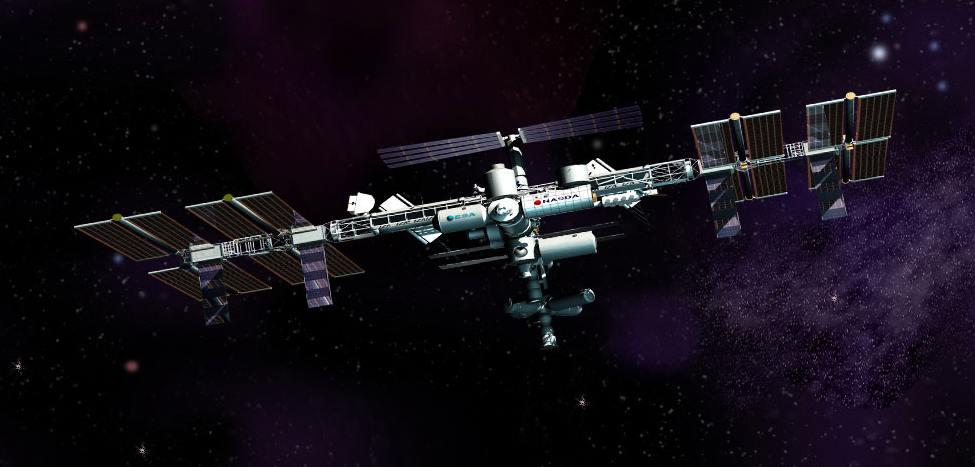 Artist's conception of the future completed International Space Station Alpha over Earth